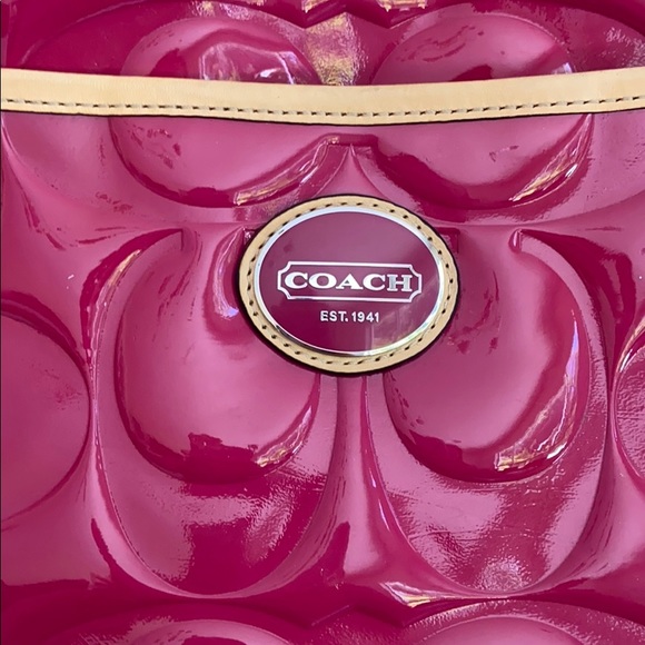 Coach Magenta Patent Leather Handbag - Picture 10 of 11